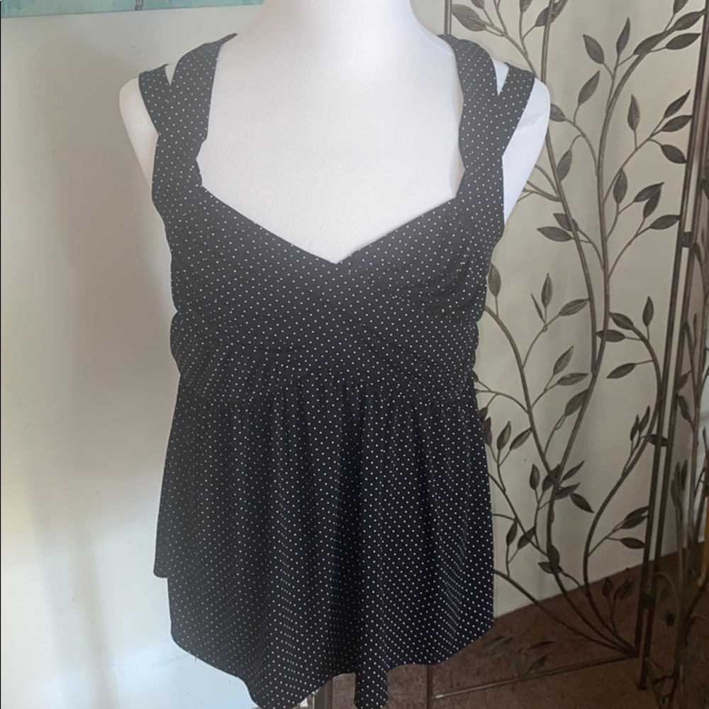 Torrid baby doll double strap blouse polkadot